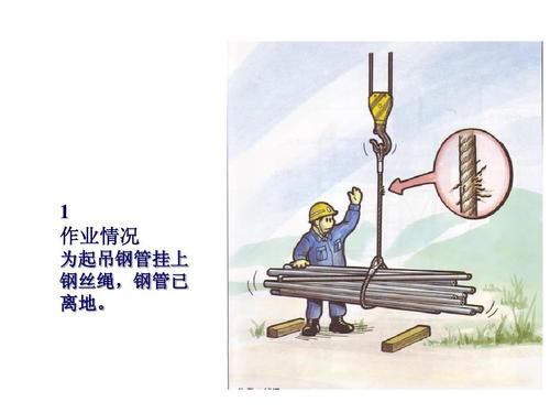 建设工程施工人员教育培训资料   作业情况 为起吊钢管挂上 钢丝绳
